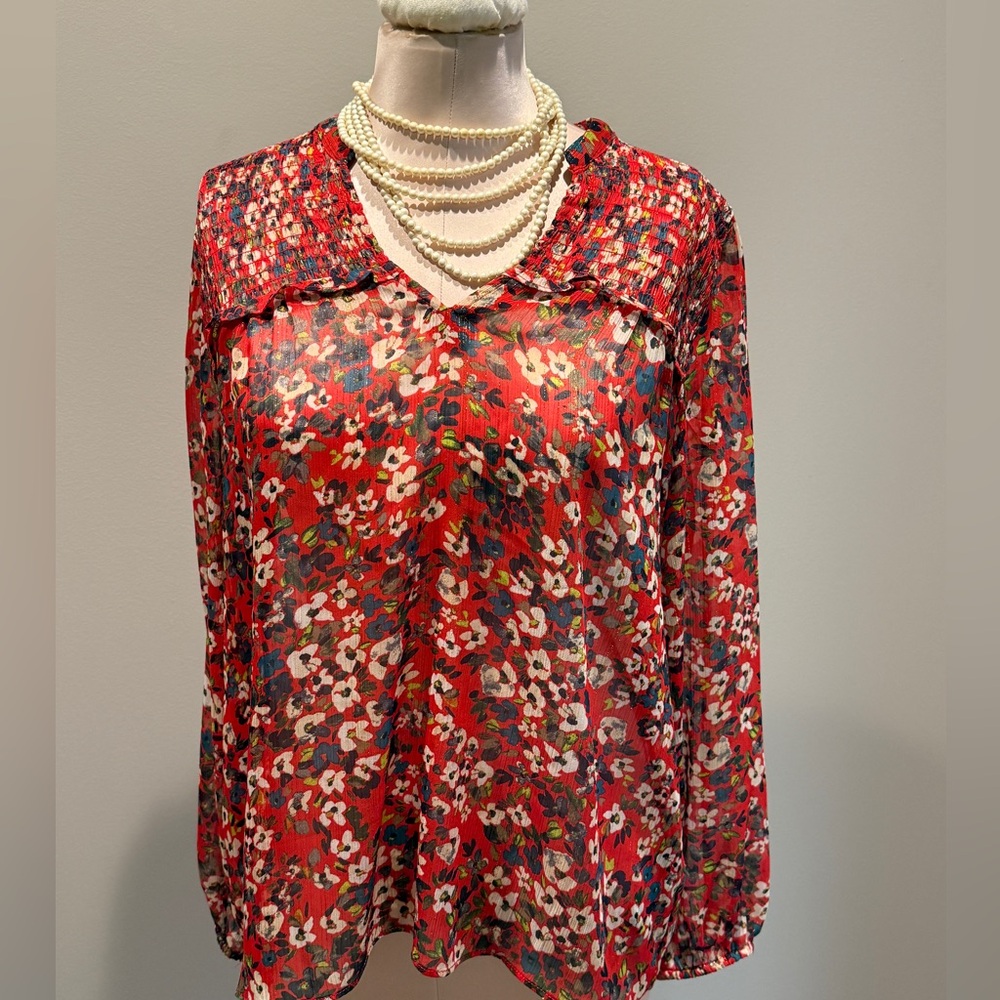 Zac & Rachel Red Floral Blouse